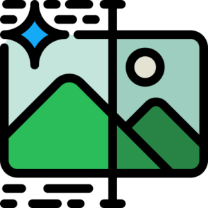 Ilustración de imágenes de paisajes con un brillo, simbolizando la capacidad de análisis visual de Ruffo