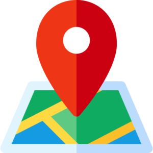 Ícono de ubicación sobre un mapa, representando la integración de Ruffo con Google Maps